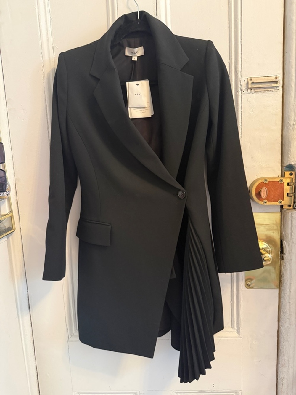 A.L.C. Black Asymmetric Pleated-Panel Blazer, size 4